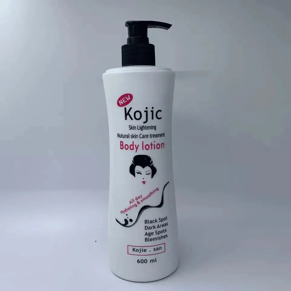 Koji Skin Lightening Natural Skin Care Treament Body Lotion All Day Hydrating & Smoothing Black Spot Dark Areas age spots Blemishes Kojie . San 600 ML